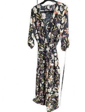 Lilian Faux Wrap Maxi Dress High Slit Tie Waist Size 2X